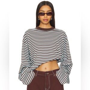 Lioness Bloom Long Sleeve Top in Chocolate Sea Stripe